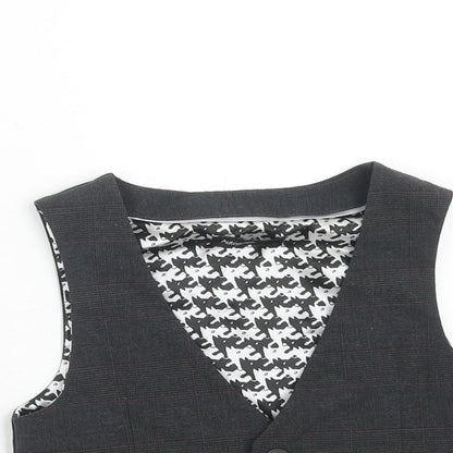 Close-up detail of Autograph boys’ grey check jacket waistcoat, size 3-4, years button