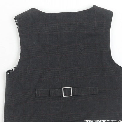 Brand and care label for Autograph boys’ grey check jacket waistcoat, size 3-4, years button