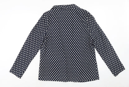 Papaya Womens Blue Geometric Polyester Jacket Blazer Size 12 - Open