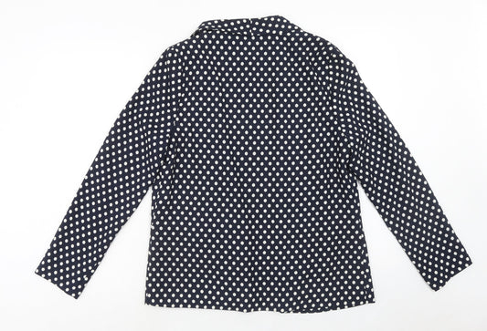 Papaya Womens Blue Geometric Polyester Jacket Blazer Size 12 - Open