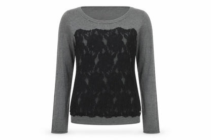 Gracia Womens Grey Boat Neck Polyester Pullover Jumper Size M - Lace Front