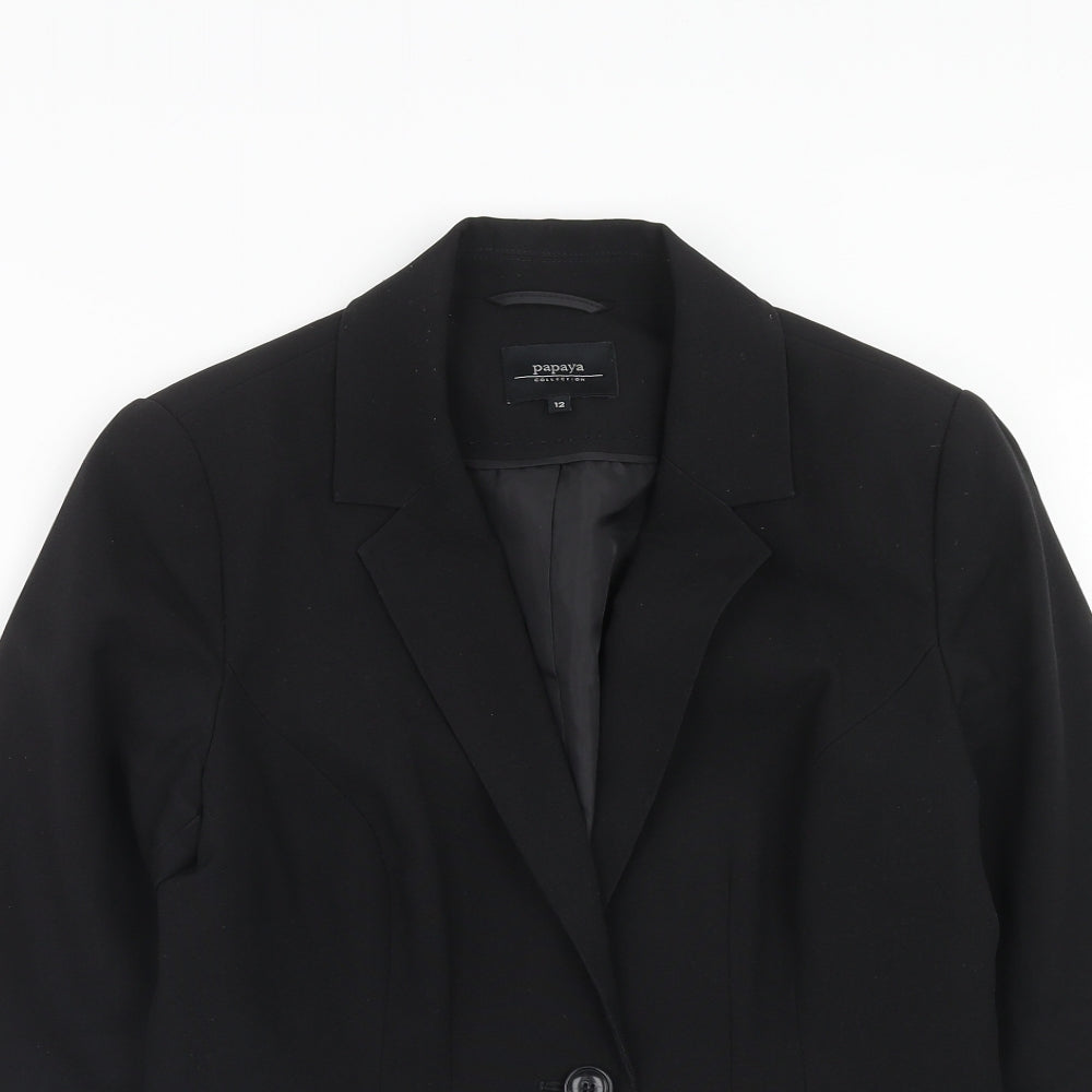 Papaya Womens Black Polyester Jacket Suit Jacket Size 12