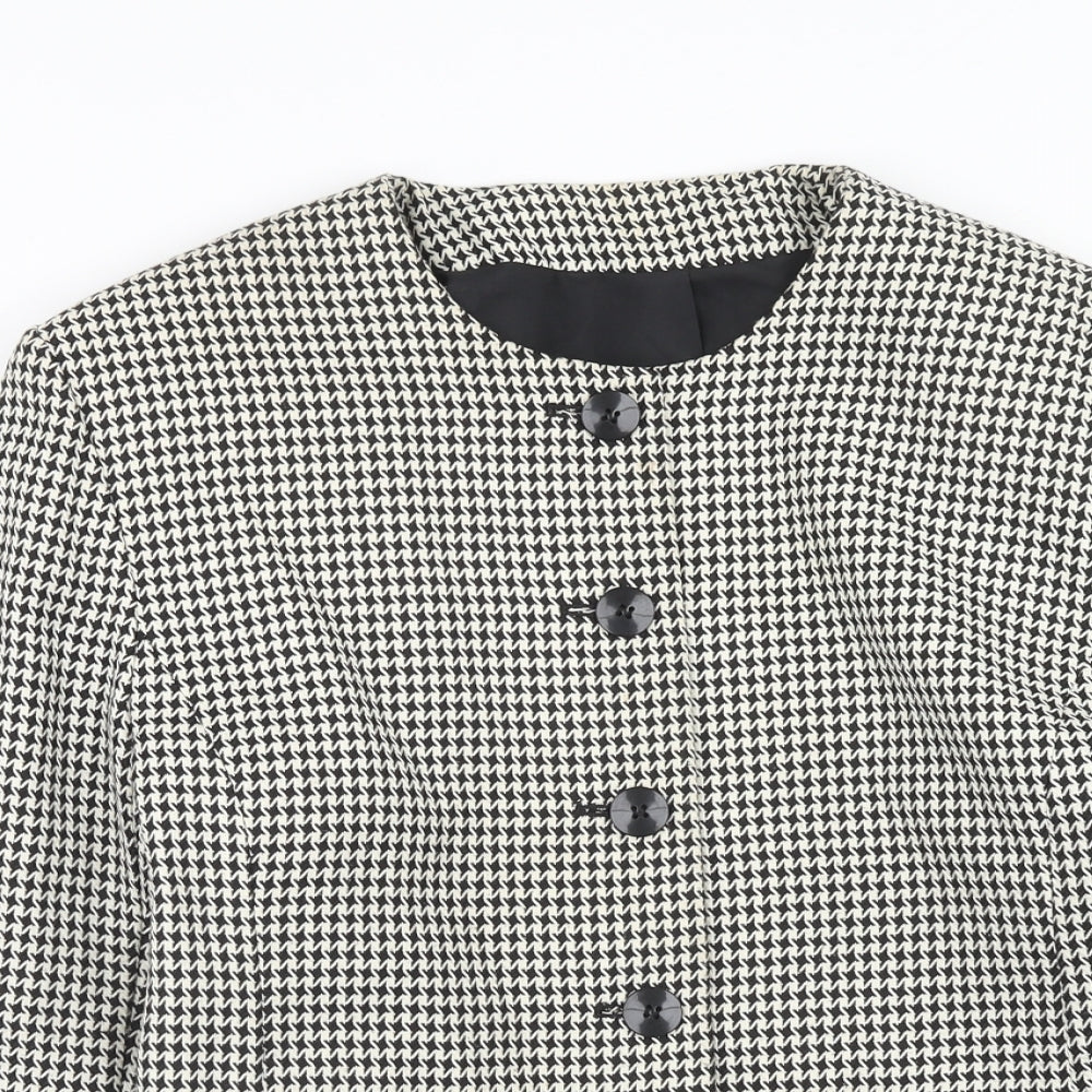 Marks and Spencer Womens Beige Geometric Polyester Jacket Blazer Size 14