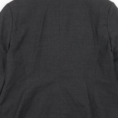 Outline Womens Grey Polyester Jacket Blazer Size 16 - Embroidered Floral Detail