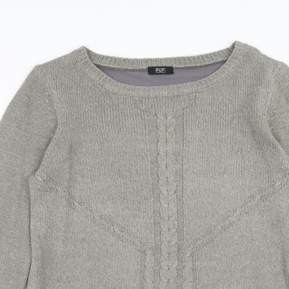 F&F Womens Grey Round Neck Acrylic Pullover Jumper Size 10