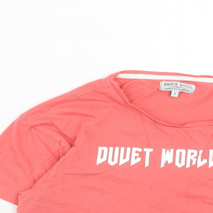 Womens UK Size S Brave Soul Pink Cropped T-Shirt