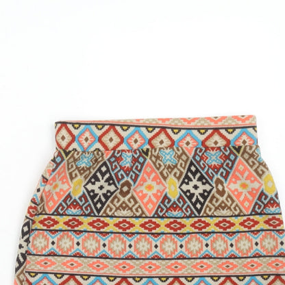 Miso Womens Multicoloured Geometric Polyester Bandage Skirt Size 8