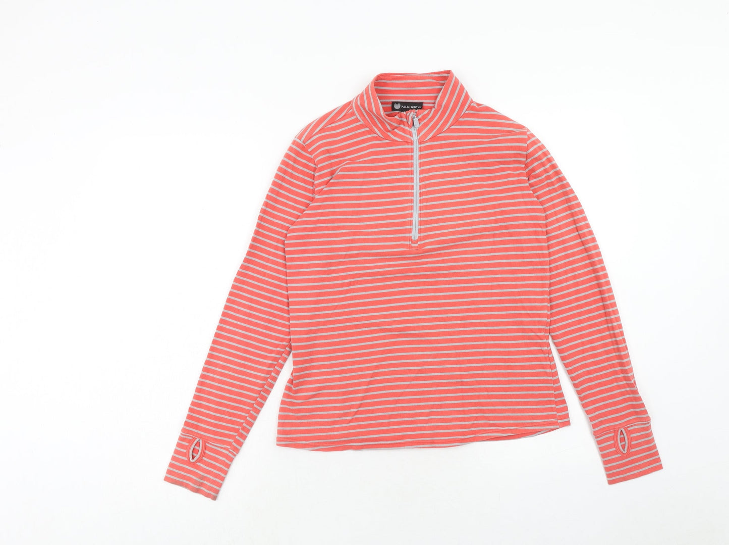 Palm Grove Womens Pink Striped Cotton Pullover Sweatshirt Size 10 Pullover