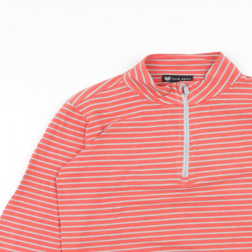 Palm Grove Womens Pink Striped Cotton Pullover Sweatshirt Size 10 Pullover