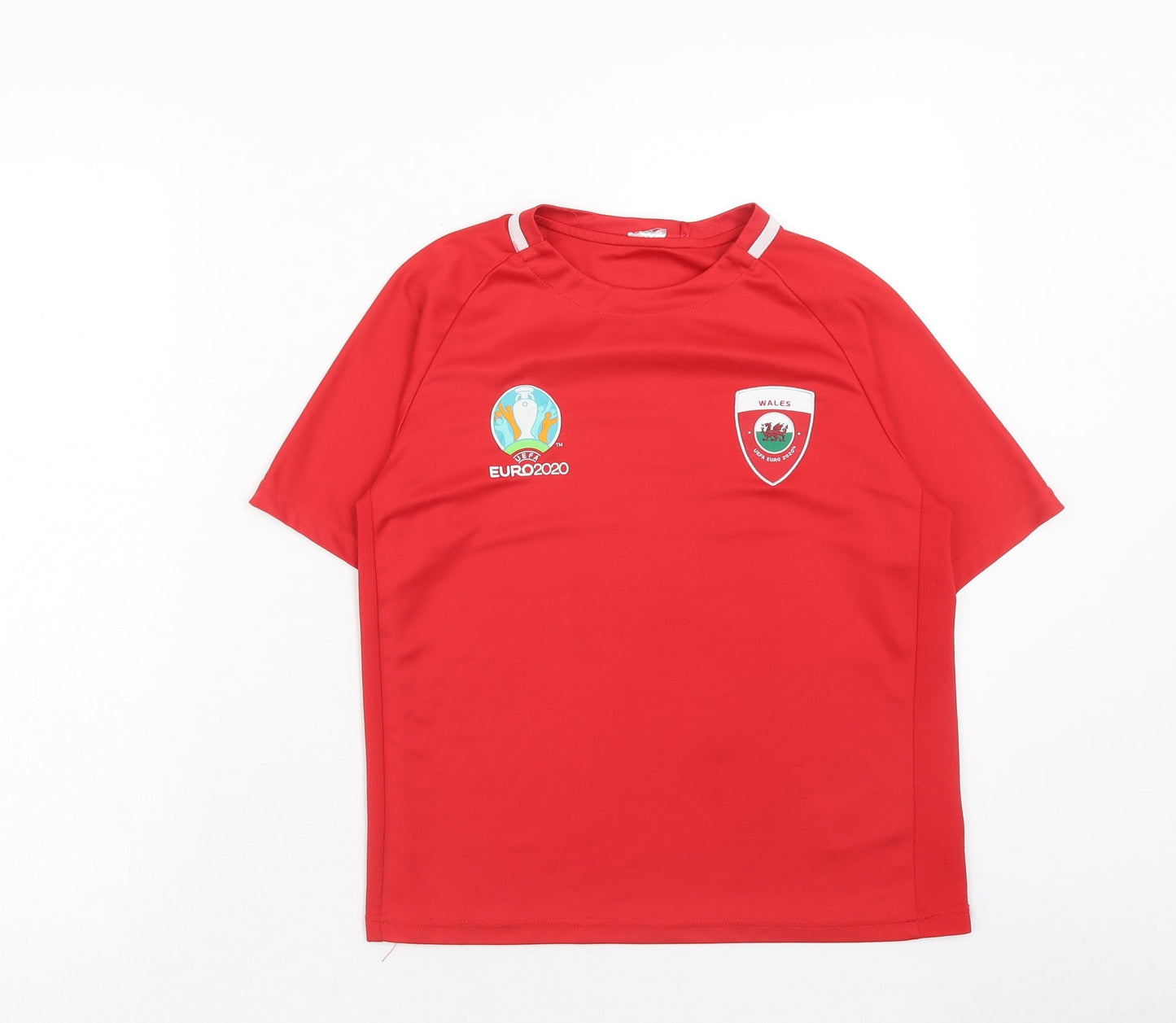 Sports Direct Boys Red Polyester Basic T-Shirt Size 11-12 Years Round Neck Pullover - Euro 2020 Wales