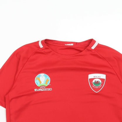 Sports Direct Boys Red Polyester Basic T-Shirt Size 11-12 Years Round Neck Pullover - Euro 2020 Wales