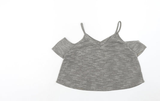 Womens UK Size 14 PEP&CO Brown Cropped T-Shirt