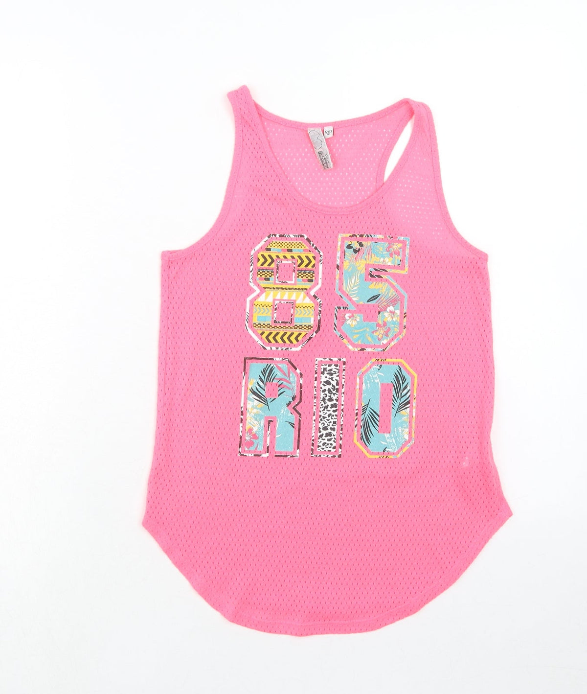 Young Dimension Girls Pink Polyester Basic Tank Size 12-13 Years Round Neck Pullover