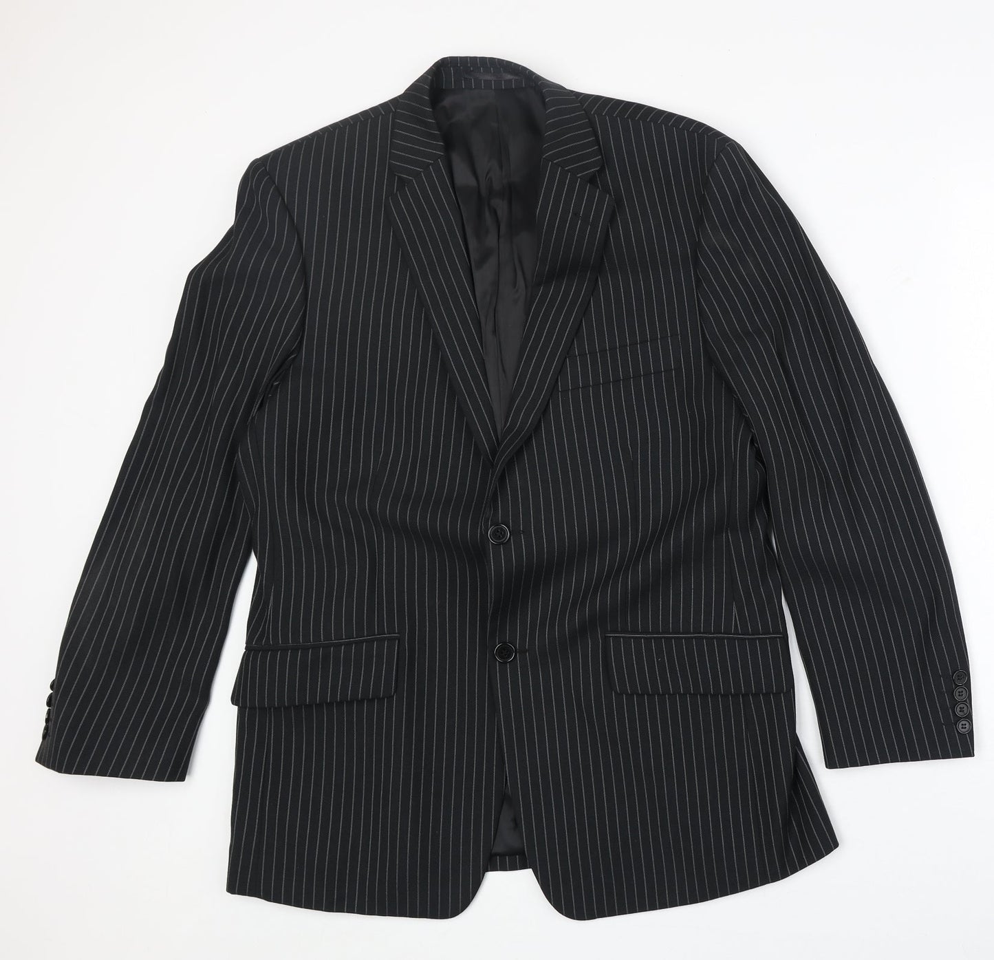 Mens UK Size 40 Charlton Gray Regular Black Suit Jacket