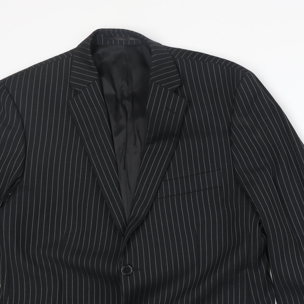 Mens UK Size 40 Charlton Gray Regular Black Suit Jacket