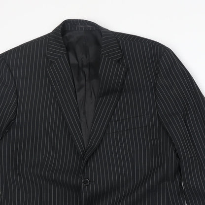 Mens UK Size 40 Charlton Gray Regular Black Suit Jacket