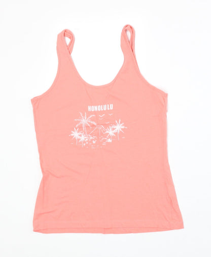 Primark Womens Pink 100% Cotton Basic Tank Size XS Scoop Neck - Honolulu
