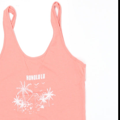 Primark Womens Pink 100% Cotton Basic Tank Size XS Scoop Neck - Honolulu