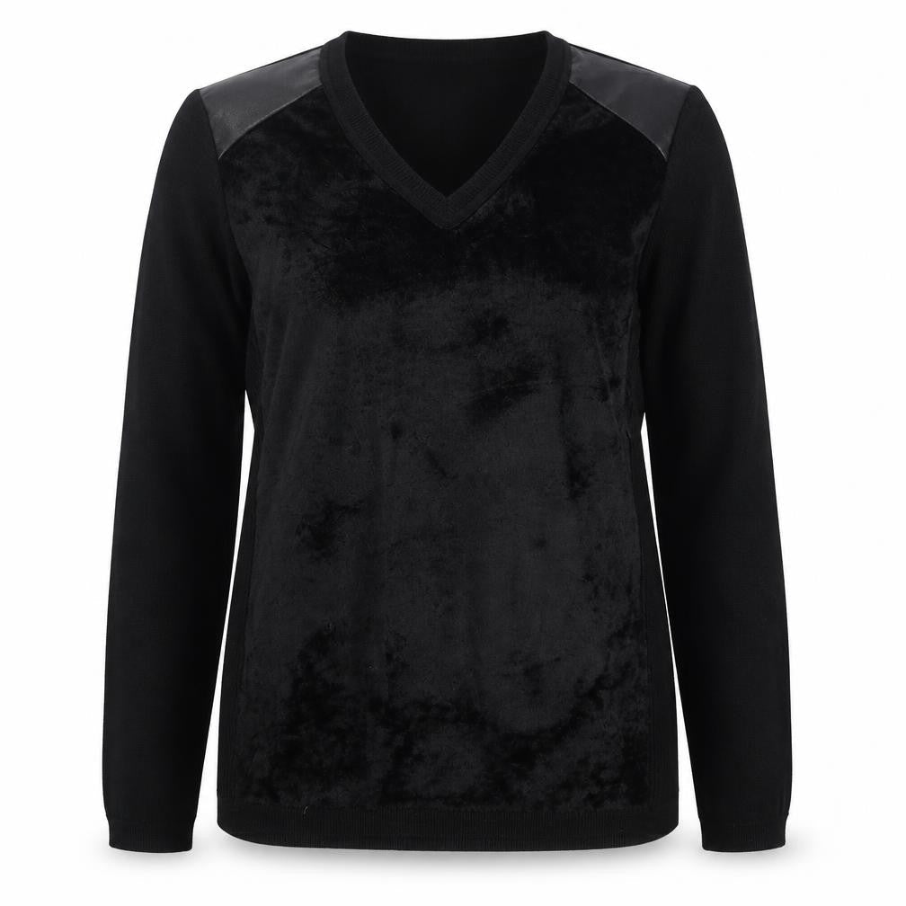 Marks and Spencer Womens Black V-Neck Polyimide Pullover Jumper Size 10