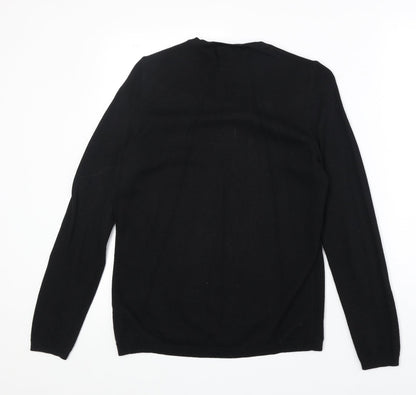 Marks and Spencer Womens Black V-Neck Polyimide Pullover Jumper Size 10