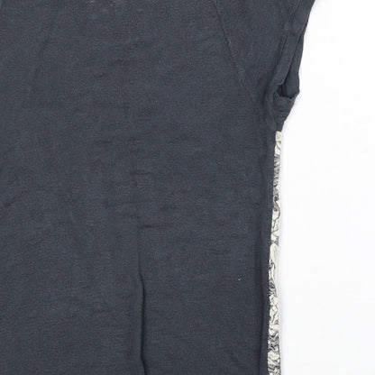 Olivia Moon Womens Grey Floral Viscose Basic T-Shirt Size S Boat Neck