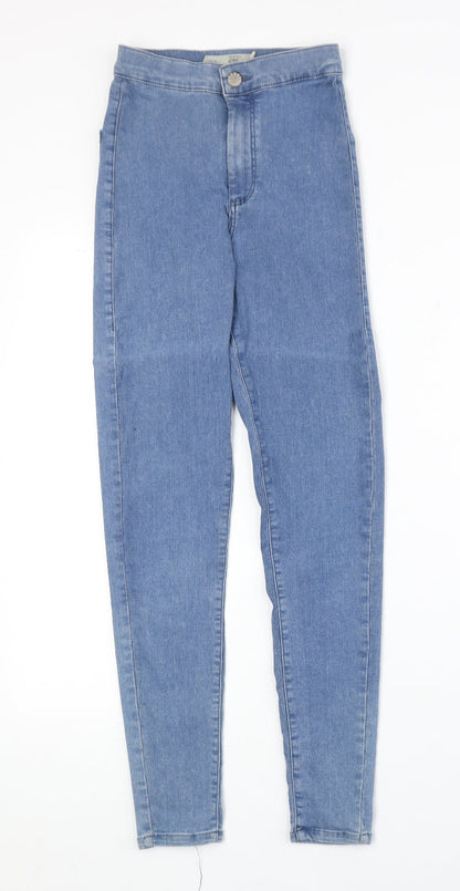 Topshop Womens Blue Cotton Skinny Jeans Size 25 in Regular Zip