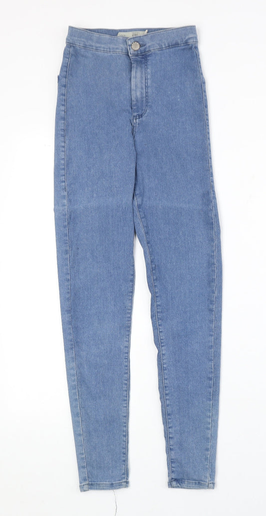 Topshop Womens Blue Cotton Skinny Jeans Size 25 in Regular Zip