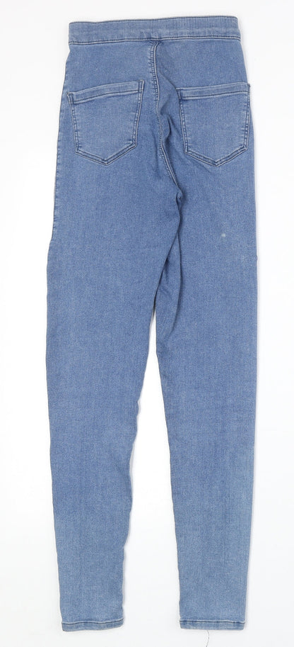 Topshop Womens Blue Cotton Skinny Jeans Size 25 in Regular Zip