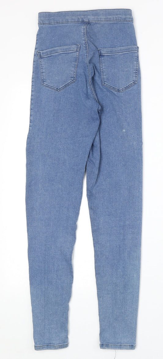 Topshop Womens Blue Cotton Skinny Jeans Size 25 in Regular Zip