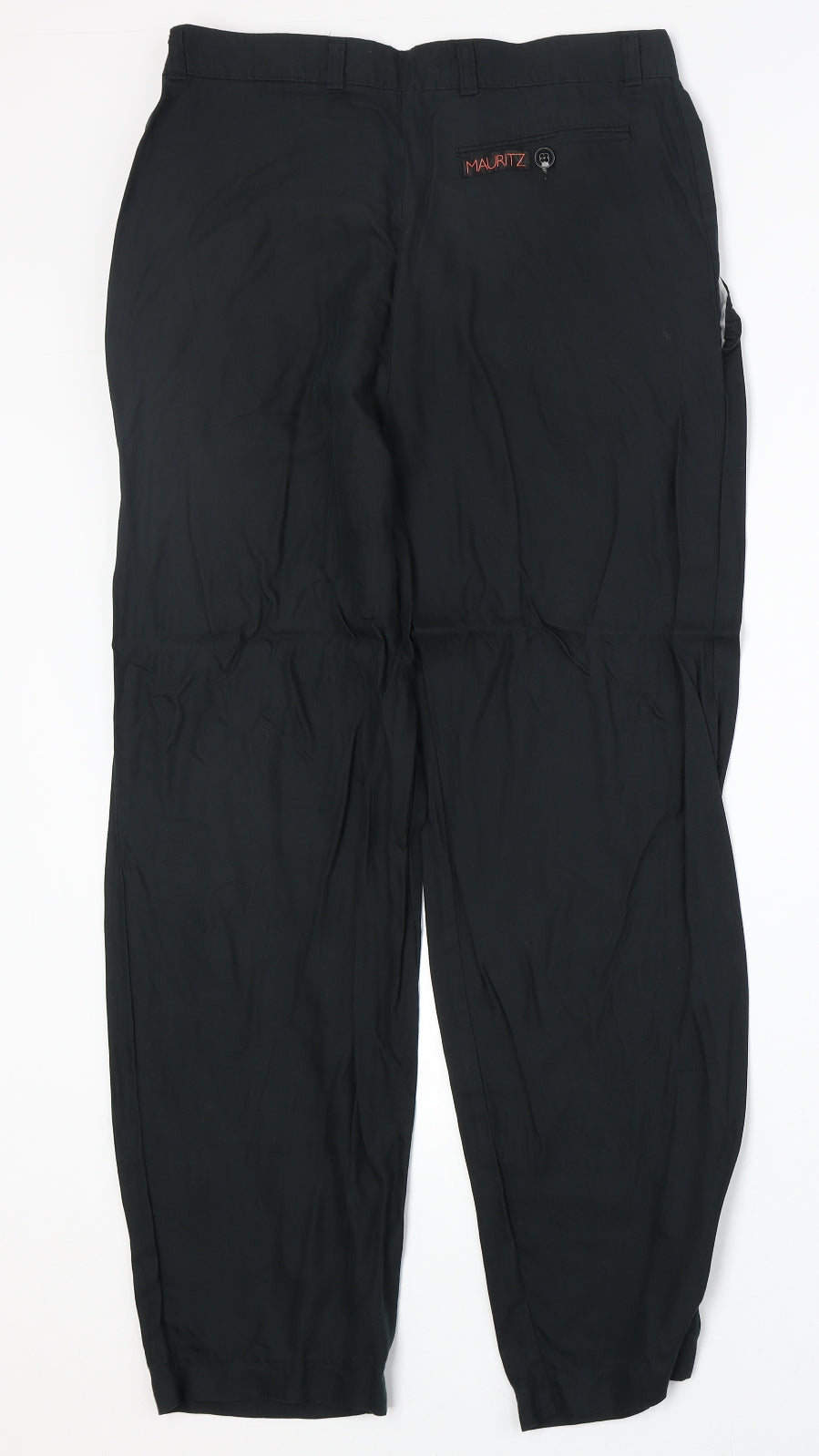 Mauritz Mens Black Polyester Trousers Size 29 in Regular Zip