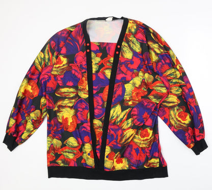 Va Rit Womens Multicoloured Geometric Polyester Basic Blouse Size L Square Neck - Twin Set