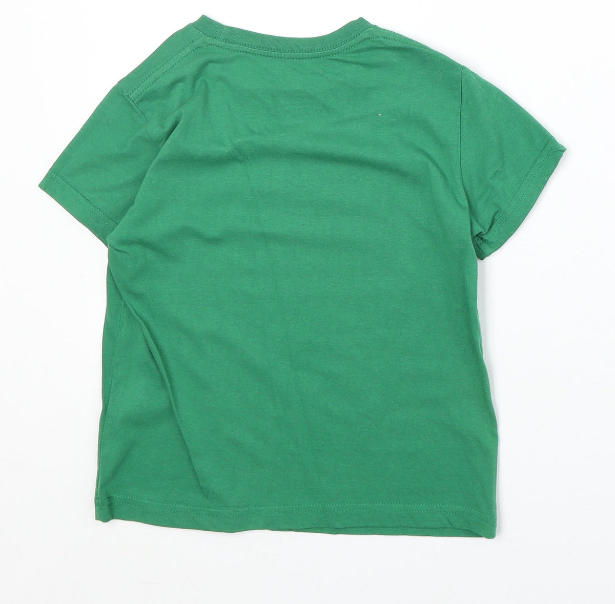 Lapsa Boys Green 100% Cotton Basic T-Shirt Size S Round Neck Pullover