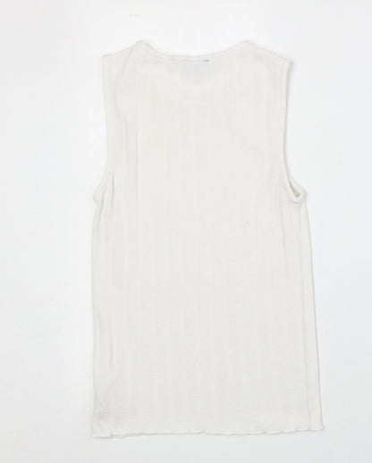Topshop Womens White Viscose Basic Tank Size 8 Round Neck