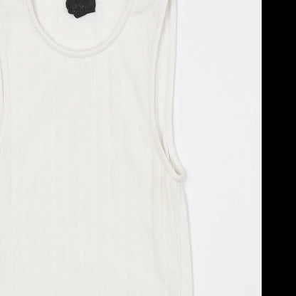 Topshop Womens White Viscose Basic Tank Size 8 Round Neck
