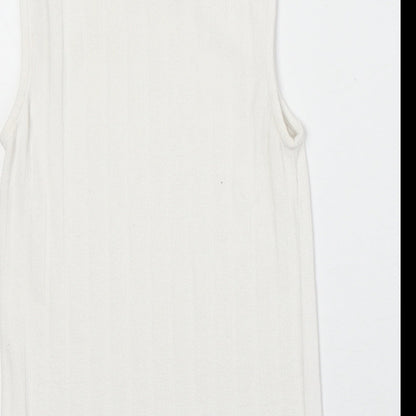Topshop Womens White Viscose Basic Tank Size 8 Round Neck