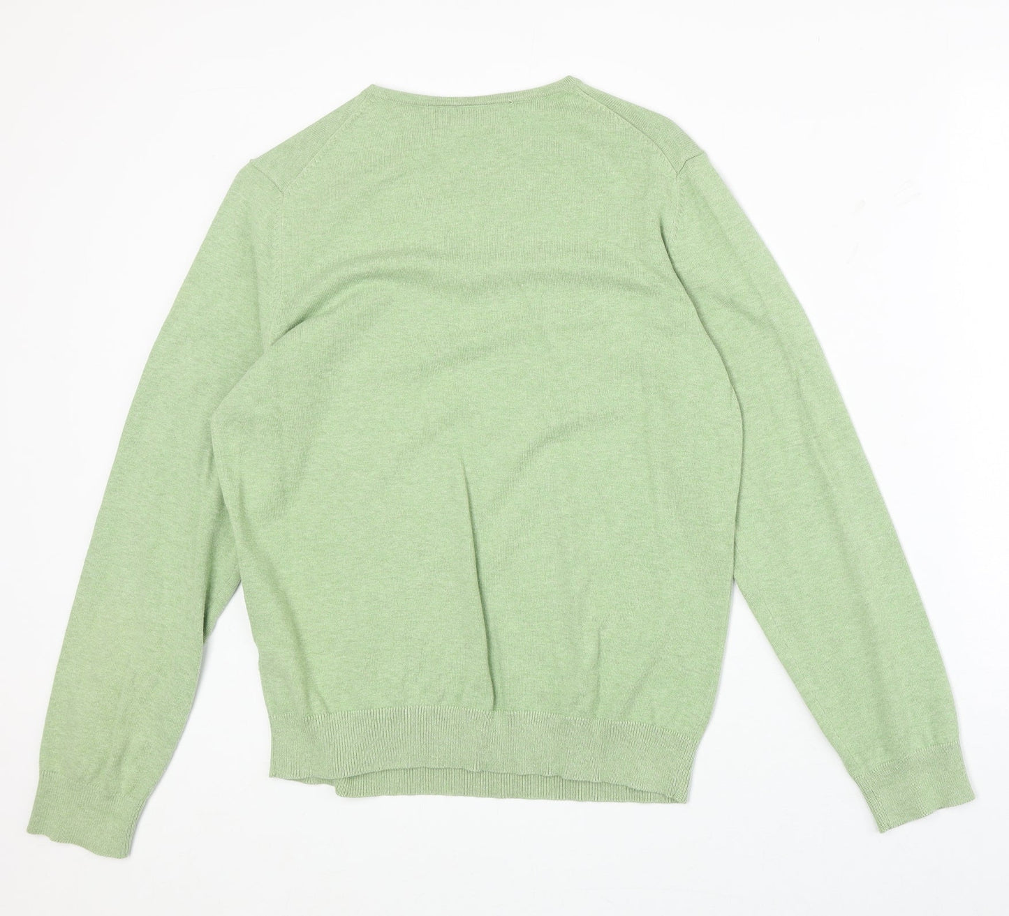 Burton Mens Green V-Neck Cotton Pullover Jumper Size S Long Sleeve