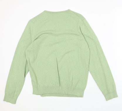 Burton Mens Green V-Neck Cotton Pullover Jumper Size S Long Sleeve