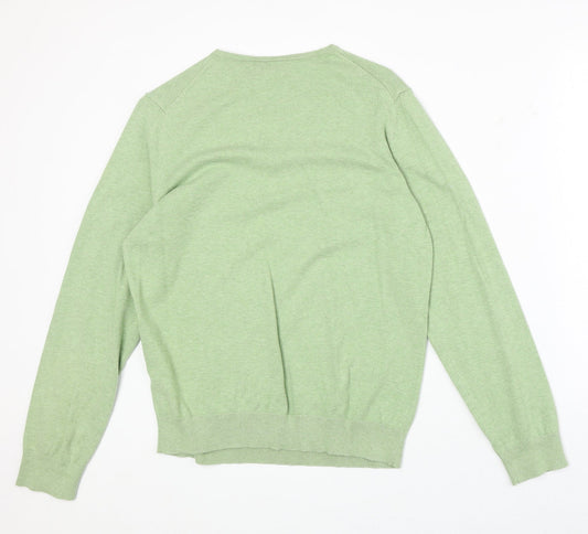 Burton Mens Green V-Neck Cotton Pullover Jumper Size S Long Sleeve