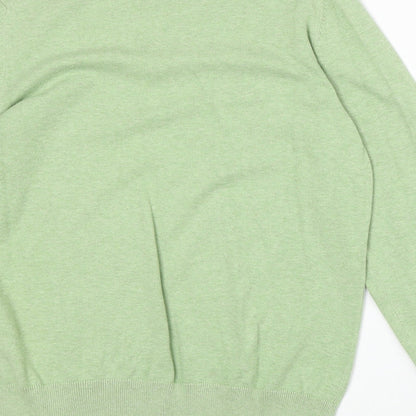 Burton Mens Green V-Neck Cotton Pullover Jumper Size S Long Sleeve