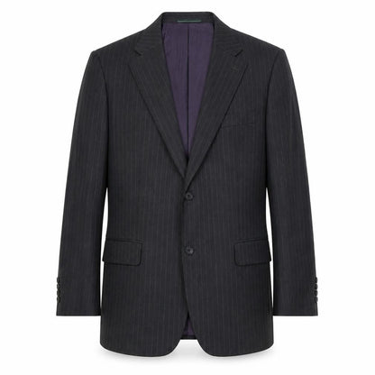 Greenwoods Mens Black Striped Wool Jacket Suit Jacket Size 40 Regular