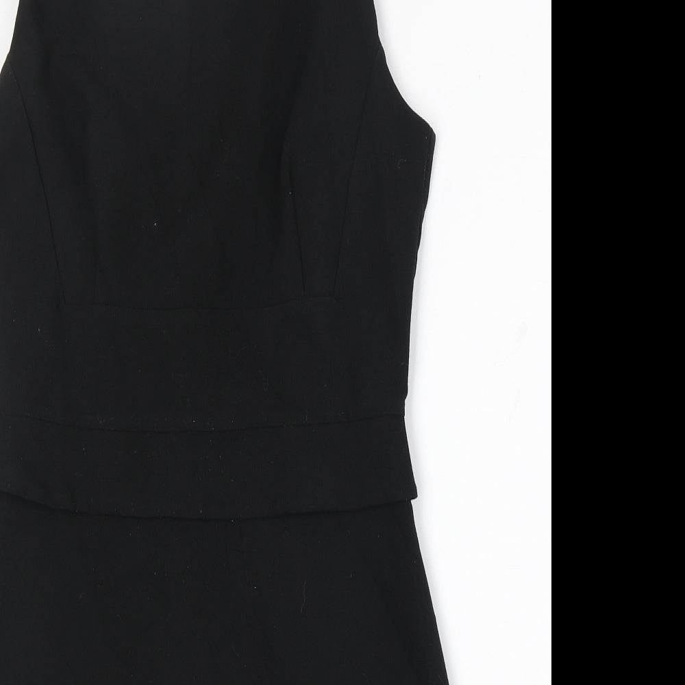 Mango Womens Black Polyester A-Line Size M Round Neck Zip