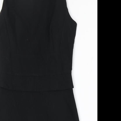 Mango Womens Black Polyester A-Line Size M Round Neck Zip