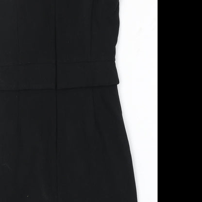 Mango Womens Black Polyester A-Line Size M Round Neck Zip