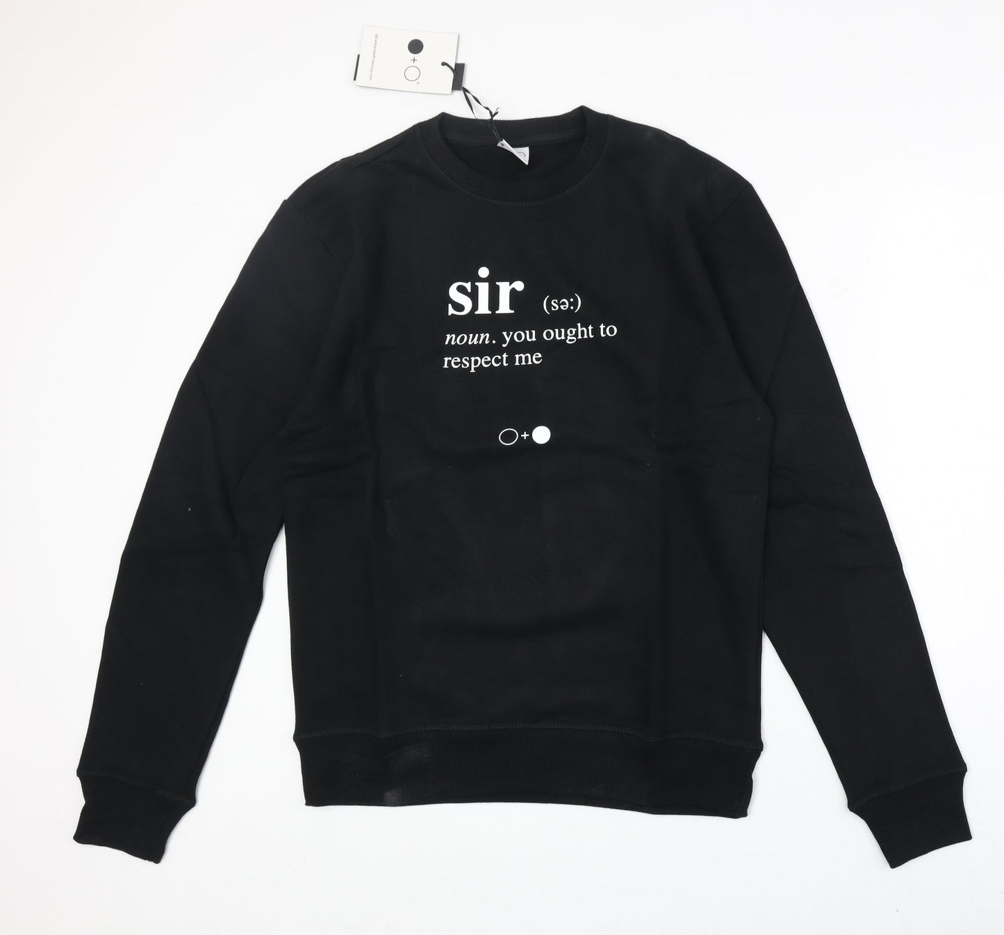 Black and White Society Mens Black Cotton Pullover Sweatshirt Size L - Sir Definition