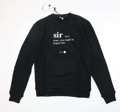 Black and White Society Mens Black Cotton Pullover Sweatshirt Size L - Sir Definition