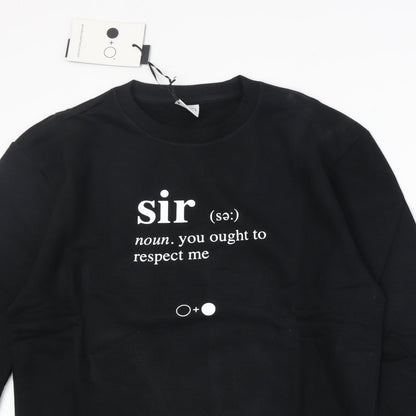 Black and White Society Mens Black Cotton Pullover Sweatshirt Size L - Sir Definition