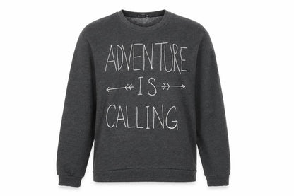 RAD Womens Grey Polyester Pullover Sweatshirt Size L Pullover - Adventure is Calling