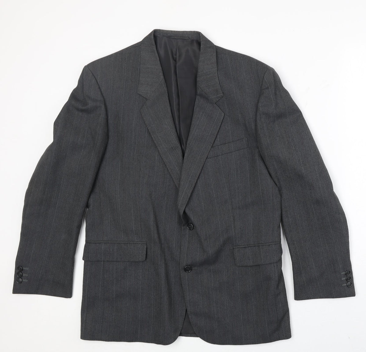 Sorvano Mens Grey Striped Polyester Jacket Suit Jacket Size 40 Regular