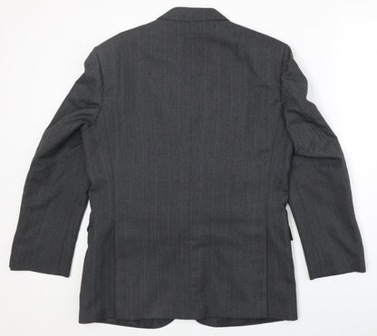 Sorvano Mens Grey Striped Polyester Jacket Suit Jacket Size 40 Regular