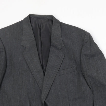 Sorvano Mens Grey Striped Polyester Jacket Suit Jacket Size 40 Regular